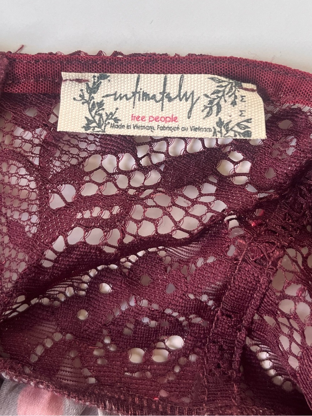 Free People Intimately "Midnight Muse" Mini Slip Dress in Wine Combo - Size M - Picture 9 of 10